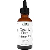Vera Botanics ORGANIC PLUM KERNEL OIL 100% Pure & Natural, Unrefined, Cold-Pressed For Face, Dry Skin, Nails, Lips, Body & Hair - Reduce Hair Breakage