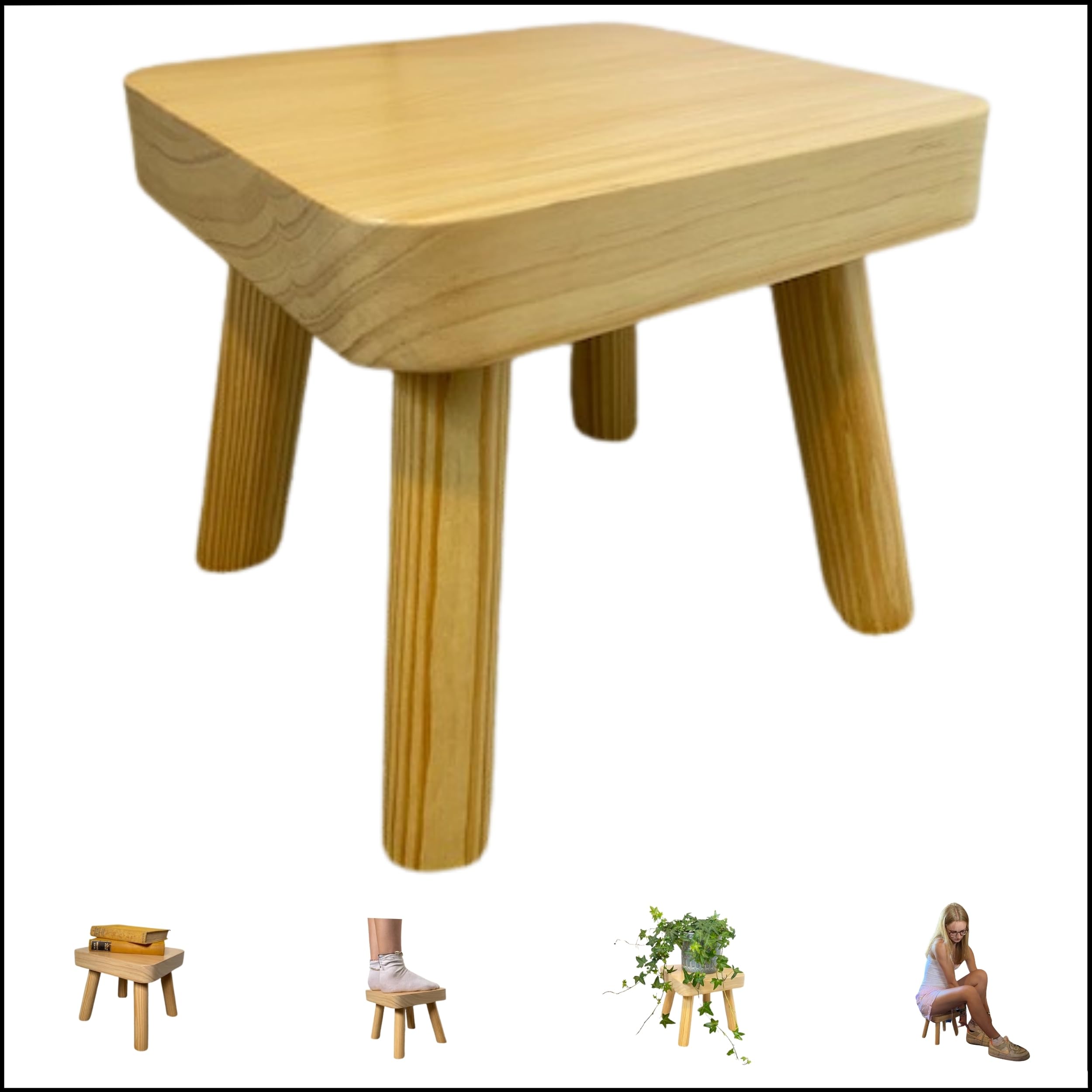 Plant Stand Wooden Table Stool Display Wood Stands Plants Indoor Step Kids Flower Pot Planter Side Table Mini Pots Holder Holders Small Bedroom Bathroom Living Room Kitchen Bedside Garden (Small)