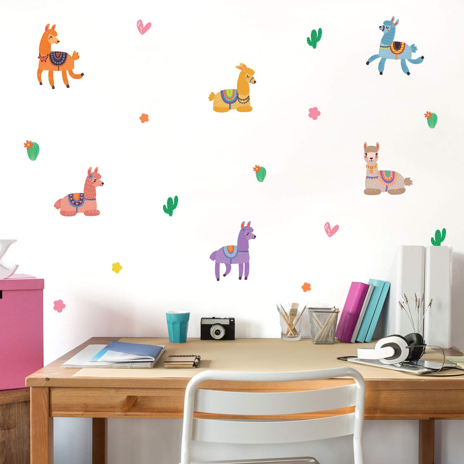 Stickerscape Llama Wall Stickers | Perfect for A Childs Bedroom, Playroom Or Nursery | Easy to Apply | 62 Colourful Llama Stickers Included | Perfect to Add Interest to a Plain Wall