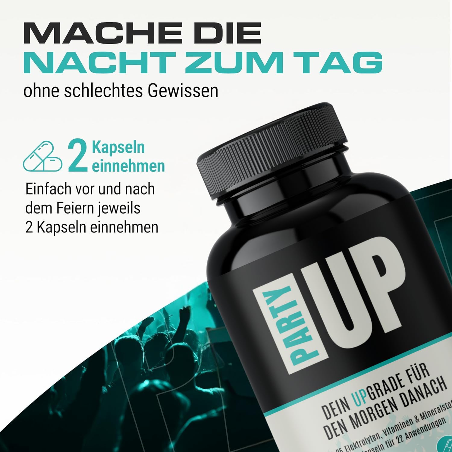 PARTYUP mit 25 Elektrolyten, Vitaminen & Mineralstoffen, 90 After Party Kapseln, für den Morgen Danach, 90 Kapseln 5