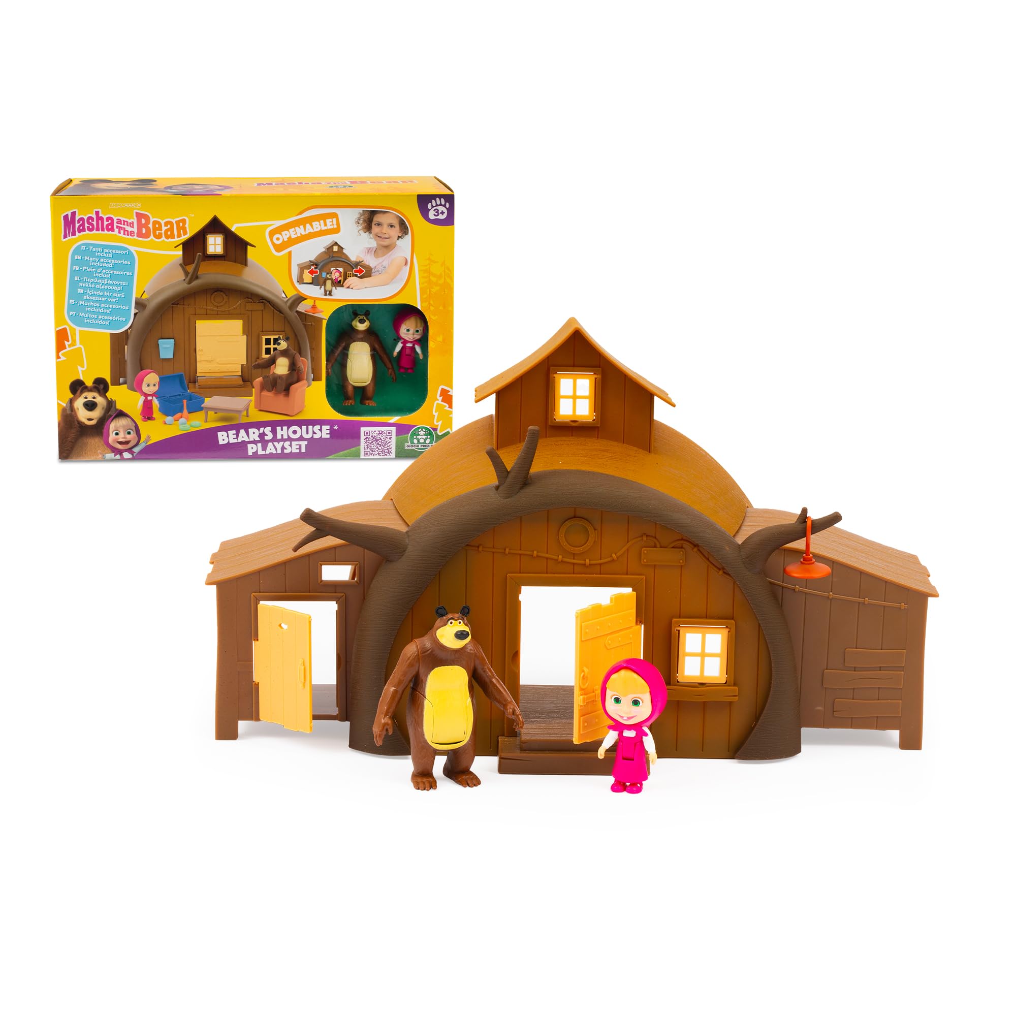 Masha and The Bear - Bear House Playset from the Hit TV Series with Articulated Masha & Bear Figures and Accessories – Fun for Kids Aged 3+