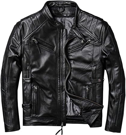 Amazon Co Jp ライダース ジャケット メンズ 本革 牛革 黒ブラック厚手インナー付き取り外し可シングル ミリタリージャケット レザージャケット 折襟ブルゾンダブルライダース Ma 1 Gジャン S 車 バイク