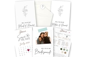 STOFINITY Will You Be My Bridesmaid Card - 8 Bridesmaid Proposal Card, 1 Will You Be My Maid Of Honor Card, 1 Will You Be My Matron Of Honor Proposal, Bridesmaid Proposal Gifts Ideas and Stickers