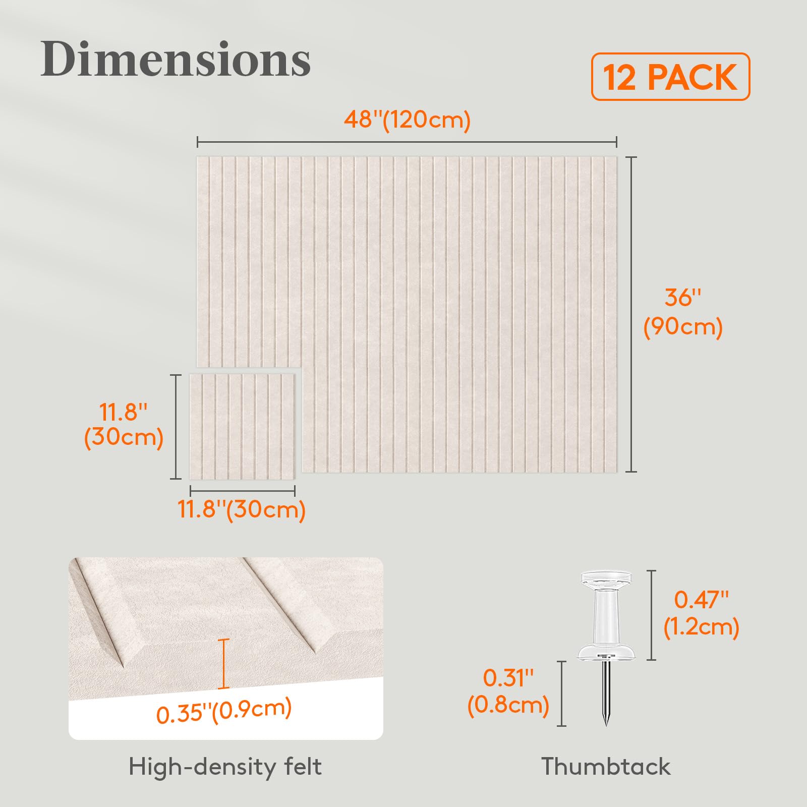 Lifewit 120 x 90 cm Filz Pinnwand Selbstklebend, 12 Pack Pinnwand Kork Alternative, Dekorative Vision Board Fotowand Pin Board Memoboard mit 50 Stück Pinnnadeln für Büro, Küche, Kinderzimmer, Beige 3