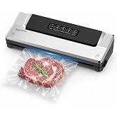 Bonsenkitchen Vacuum Sealer Machine, Multiple Modes For Meal Prep, Silver | Compact Vacuum Sealer for Kitchen Storage &amp; Sous-Vide, External Vacuum System, 6x Longer Freshness
