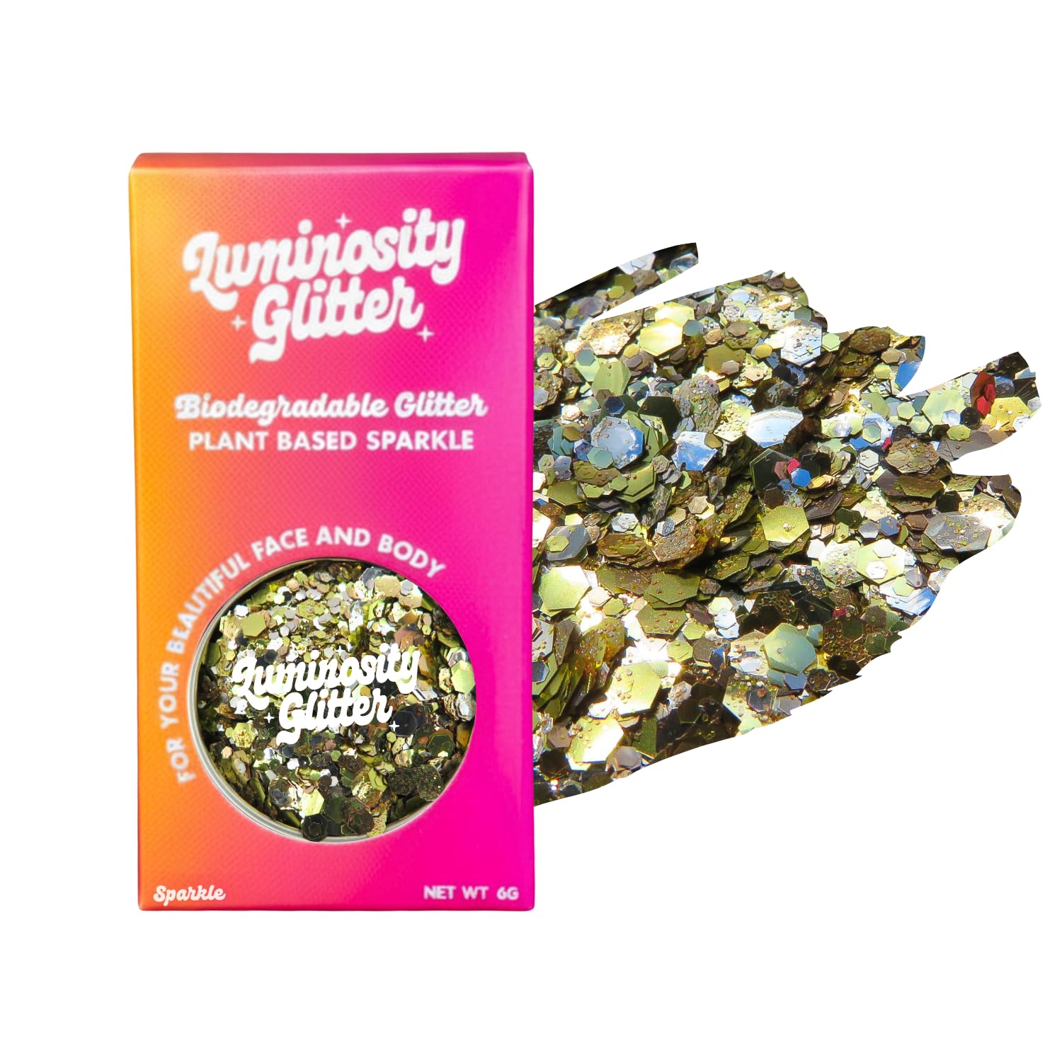 Eco Friendly Biodegradable Glitter, Face and Body Glitter Makeup, Gold, Silver, Rose Gold Sparkly Loose Makeup in a 6 gram Pot (Cleopatra)