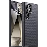 GESIHOPY for Samsung Galaxy S24 Ultra Case Carbon Fiber, Black/Grey | Fits MagSafe, Military-Grade Drop Cover, Sturdy Carbon 