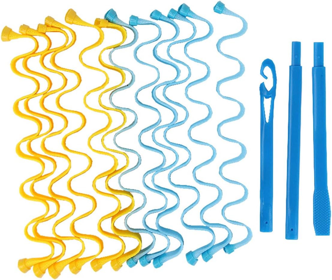 PassFeel 12pcs Magic Hair Curler Spiral Curls Air Perm Rod Waves Retro Rolls Maker Hair Styling Tool Kit (45cm)