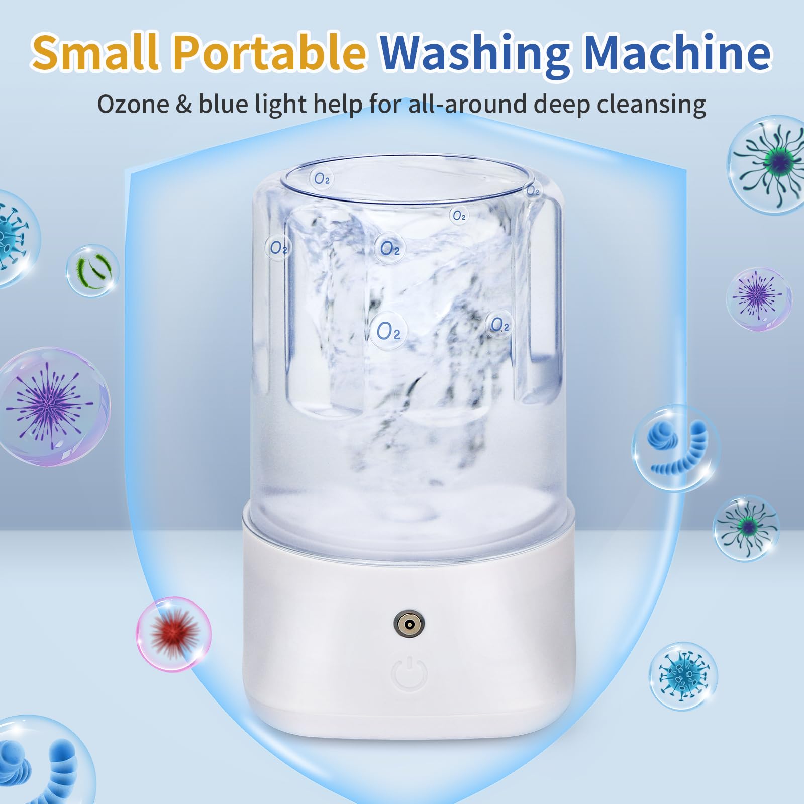 Mini Portable Washing Machine - USB Rechargeable 1L Small Washer with 2 Modes Deep Cleaning for Underwear, Socks & Baby Clothes, Compact Travel Laundry for Apartment, Dorm, Camping, White