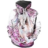 TiwBski Unisex Horse Creative 3D Printed Hoodie Novelty Animal Print Hoodies Sweatshirt