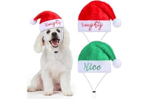 Geyoga 2 Pcs Dog Christmas Santa Hat Naughty or Nice Dog Cat Plush Hat Pet Santa Costume for Small Puppy Kitten Cosplay Dolls Crafts(Plush,Medium)