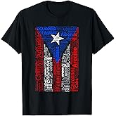 Puerto Rican Flag Shirt with Towns and Cities of Puerto Rico T-Shirt