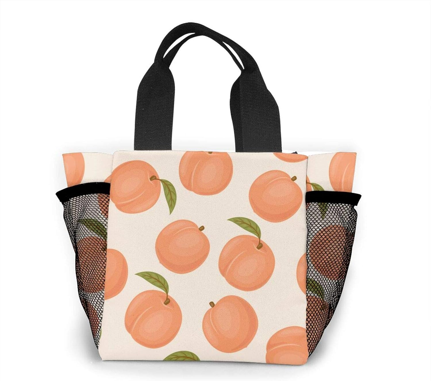 Peach handle Tote Bag, Shopping Bag, Lunch Bag, For Work Office Trips