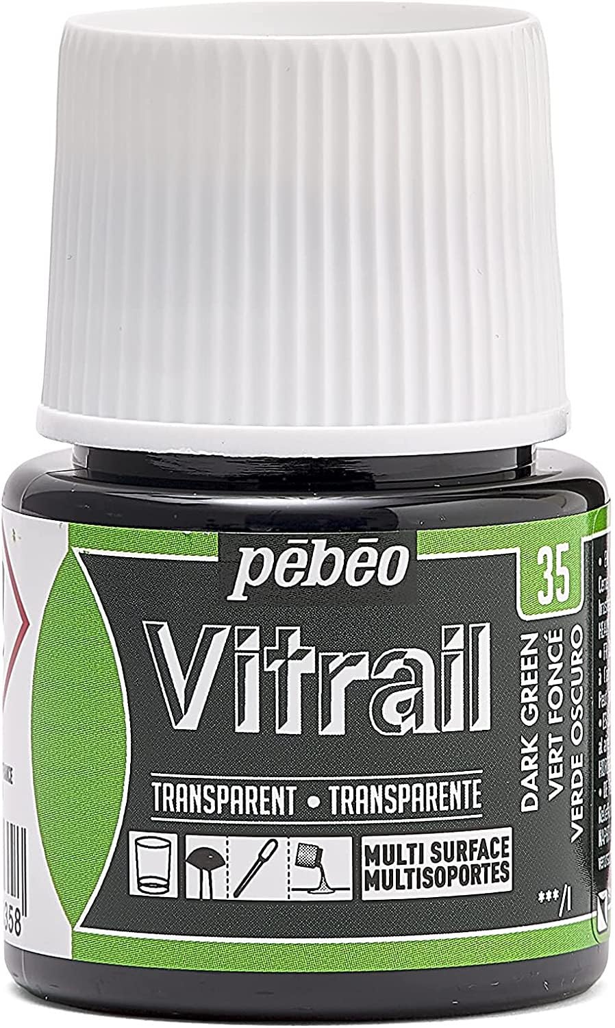 Pebeo 050-035 Vitrail Stained Glass Effect Glass Paint 45-Milliliter Bottle, Dark Green โ image 1