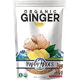 Happy Andes Organic Ginger Powder - Pure Ground Dried Root Superfood - Powdered Herbal Supplement for Natural Weight Loss and