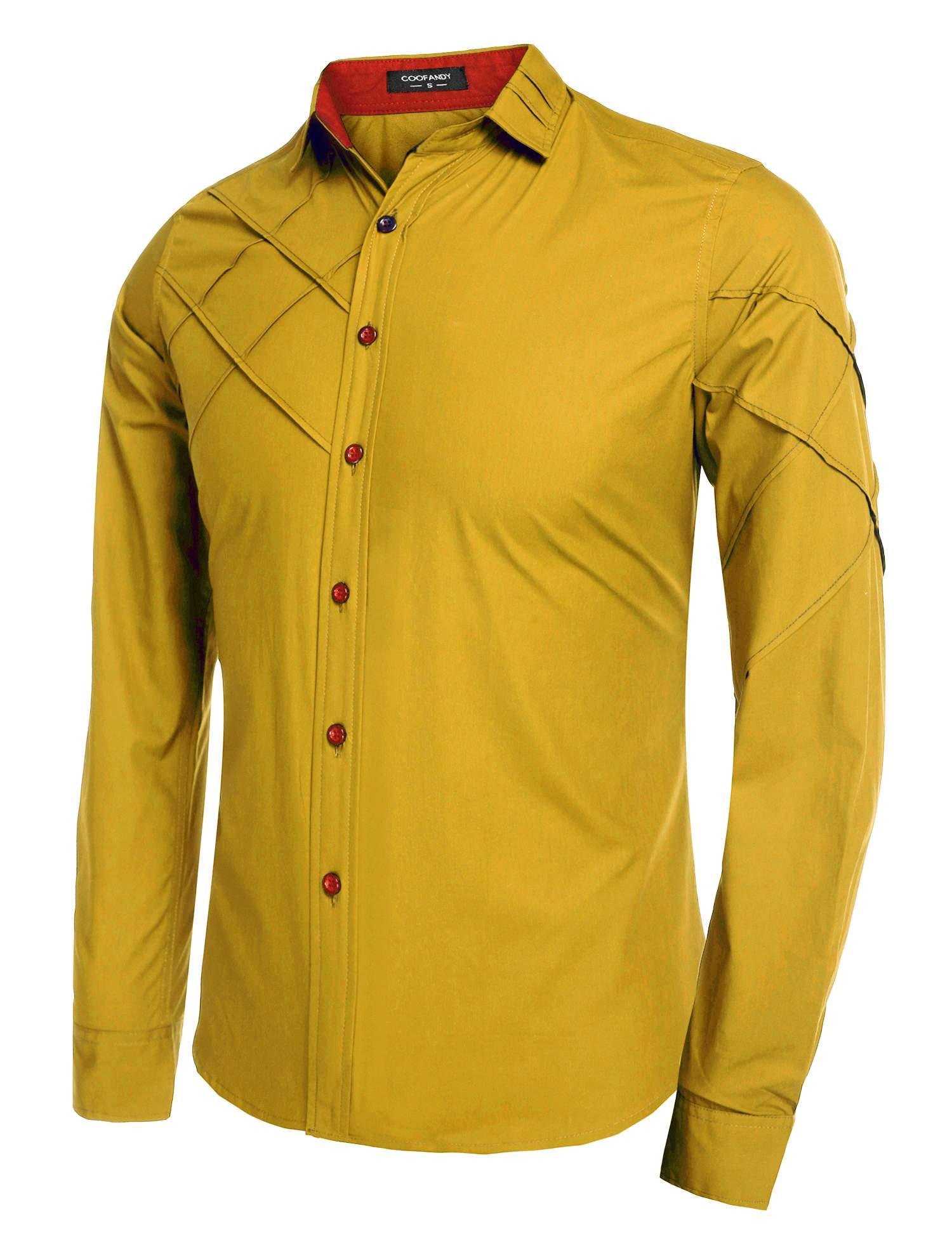 Coofandy Camicie Casual Uomo Maniche Lunghe Shirt Slim Fit Taglie S-XXXL