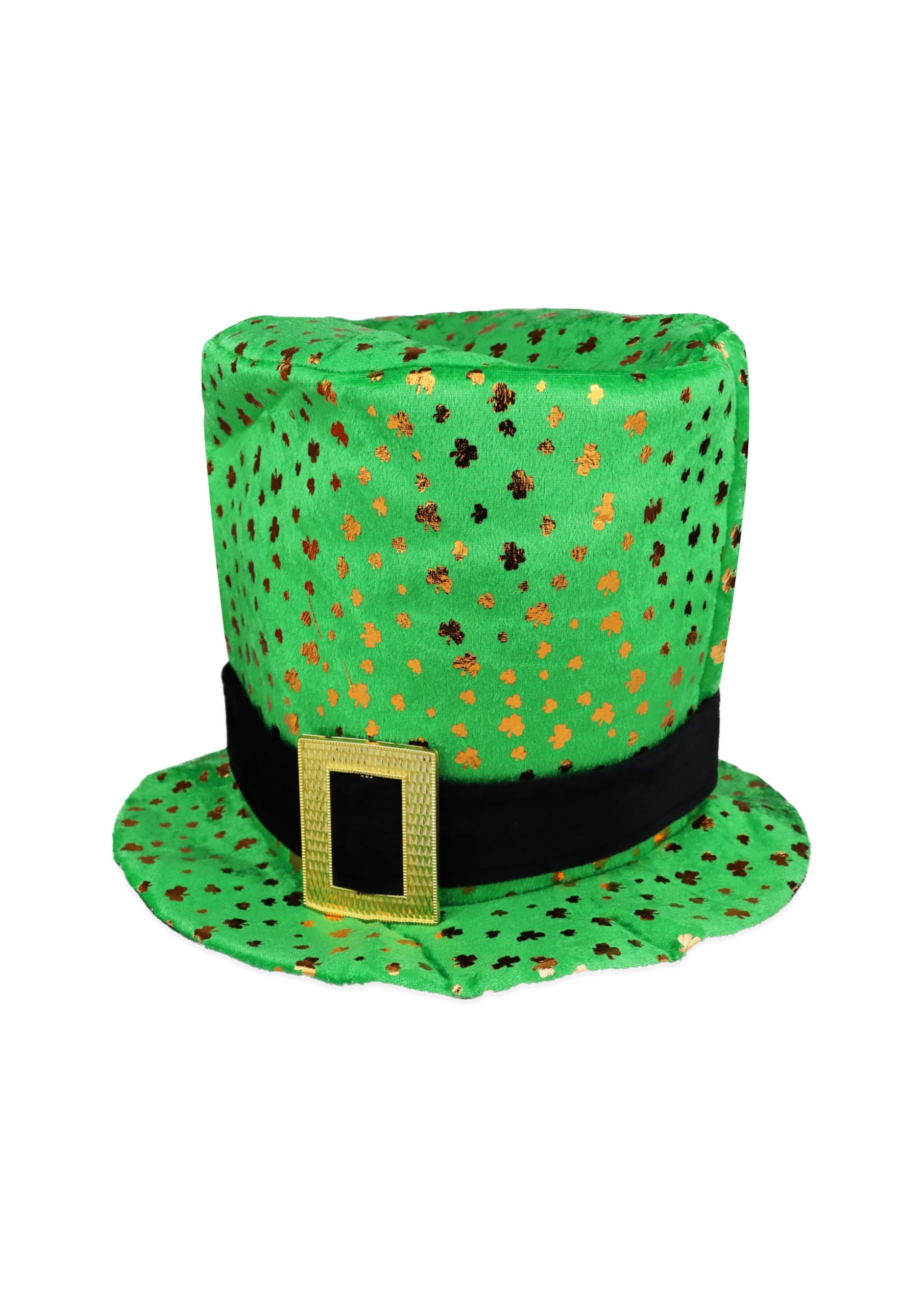 HENBRANDT Adult Green Top Hat with Buckle and Gold Shamrock Decorations St Patrick's Day Accessories Leprechaun Hat One Size Irish Fancy Dress Costume Accessory Novelty Hats for Men and Women