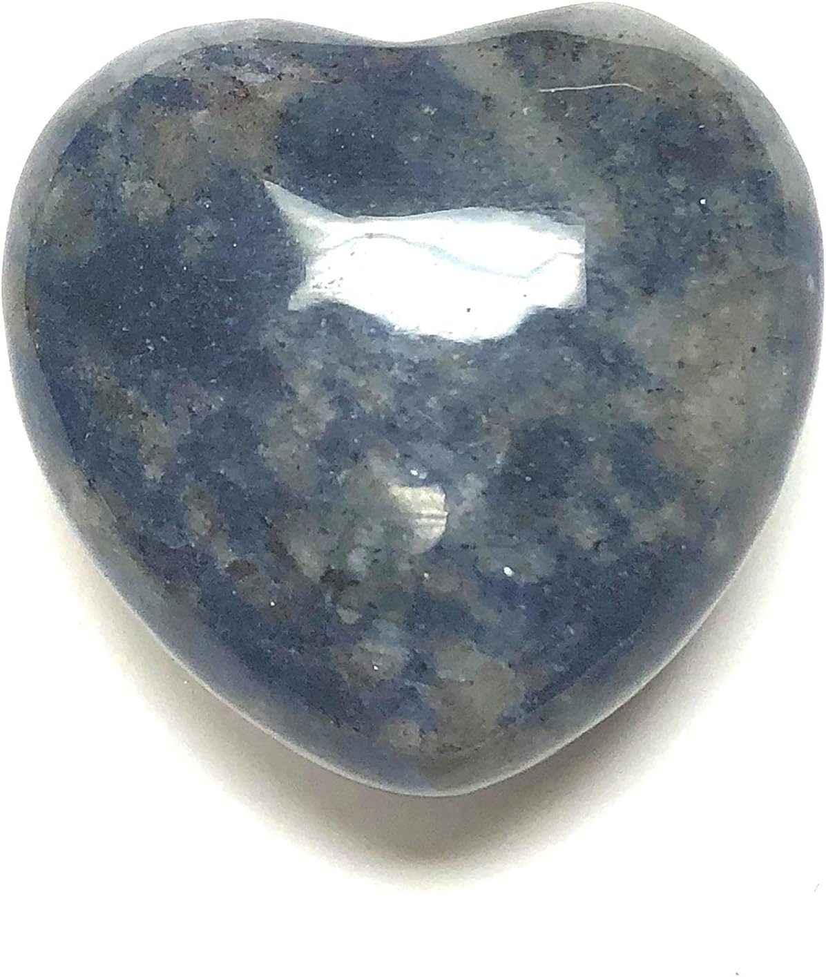Zentron Crystal Collection 30MM All Natural Polished Pocket Gemstone Crystal Puff Heart and Velvet Pouch (Sodalite)