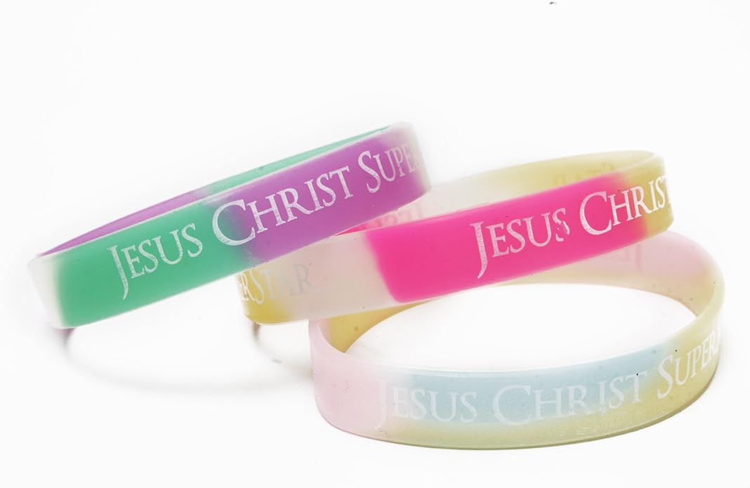 Swirl Silicone Religious Wristbands Jesus Christ Super