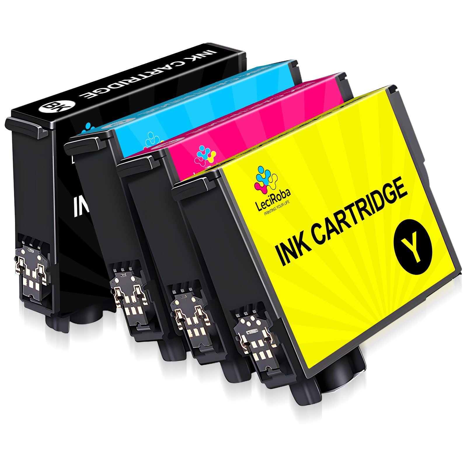 LeciRoba Ink Cartridges for Workforce WF-2810 WF-2820 WF-2840 WF-2870 XP-2100 XP-2150 XP-2155 XP-3100 XP-3150 XP-3155 XP-4100 XP-4150 XP-4155 Printer (4-PACK)