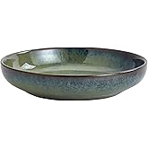Swuut Transmutation Glaze Serving Pasta Bowl,10 inch Ceramic Wide Salad Bowls,50 Ounce Large Big Fruit Bowl for Kitchen, Microwave Oven Dishwasher Safe (Green)