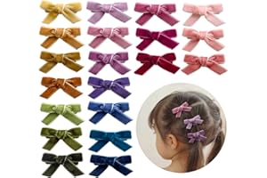 Velvet Mini Bows for Baby Girls, 20pcs Boutique Tiny Baby Hair Clips, Fully Lined Hair Barrettes Alligators for Infants Toddlers Fine Hair by Cherssy