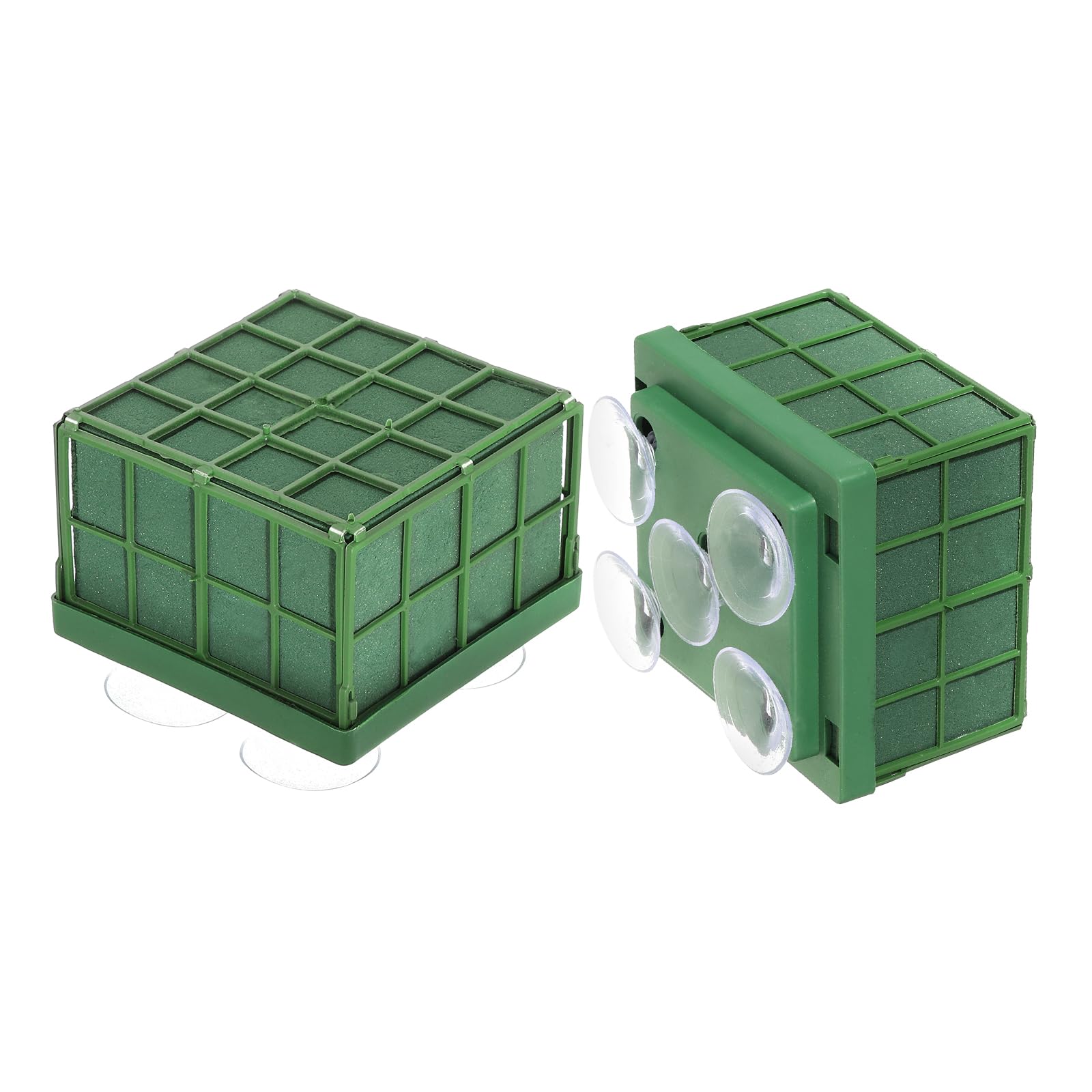 PATIKIL Floral Foam Cage Flower Holder, 2 Pcs Square 5x5x3.5 Inch Cage Floral Foam with Suction Cups for Flower Arrangement Table Centerpiece