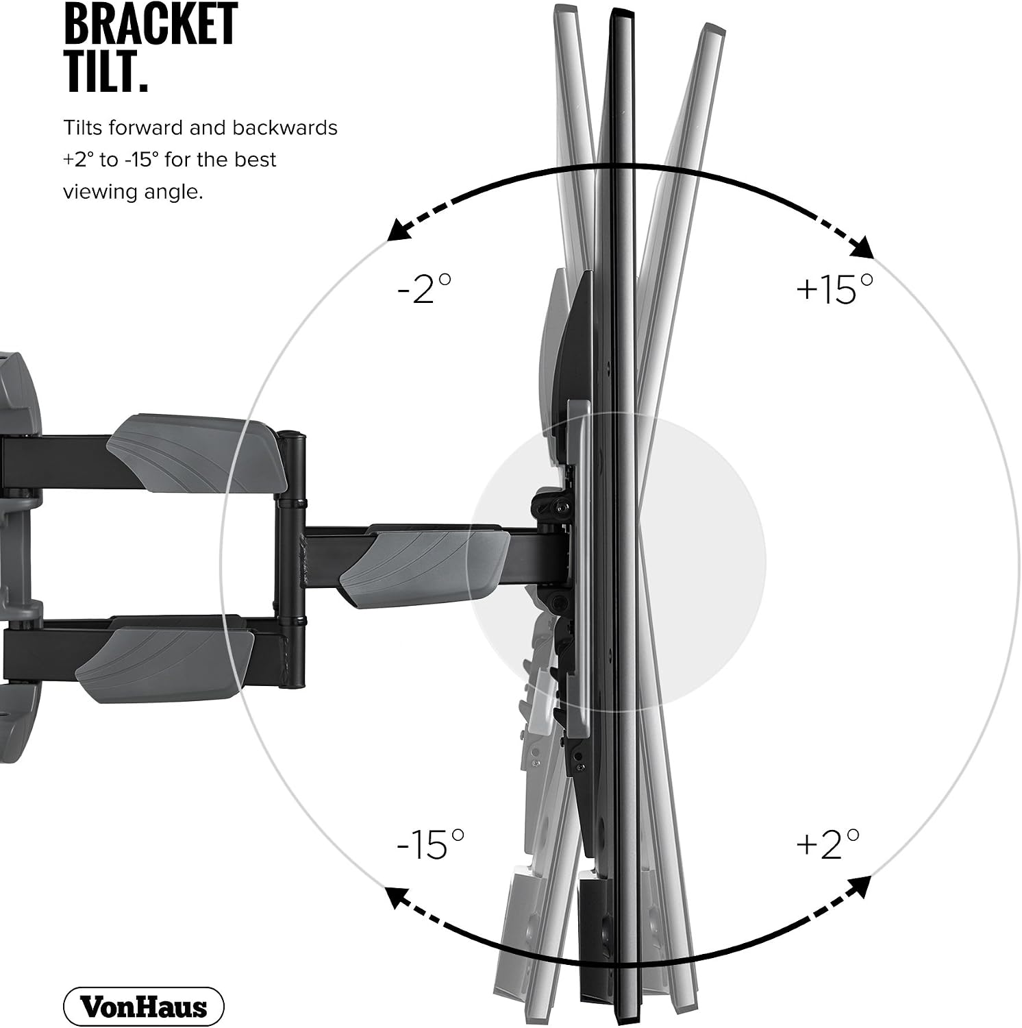 VonHaus TV Wall Bracket for 37-82" Screens, Articulating Full Movement TV Bracket, Wall Mount with Tilt & Swivel - Image 4