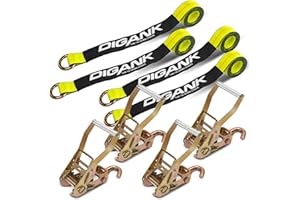 Digank 4PK Car Tie Down Straps with J Finger Hook Lasso Ratchet Strap 2" x 96" - Universal Fit for SUV, Jeep, Sports Car