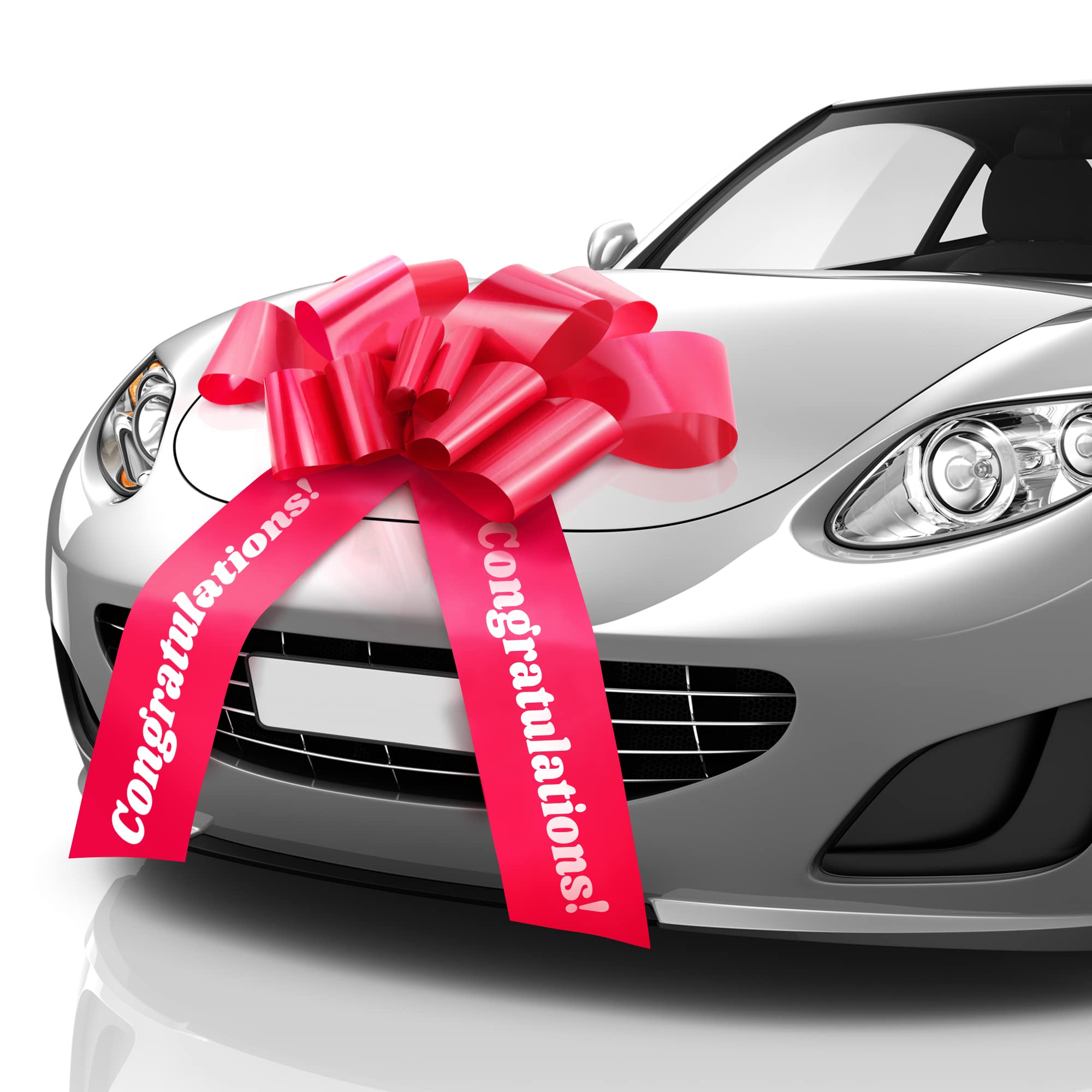 Photo 1 of Zoe Deco - Congratulations Car Bow - Red, 23 Inch - Giant Car Bow Pre-Printed w/Congratulations - Large Gift Wrapping for Huge Present