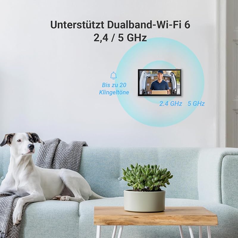 Video-Türsprechanlage, WiFi Türklingel mit 7" Farb-Touchscreen, 1080p Nachtsicht und Zwei-Wege-Audio, Gegensprechanlage mit Fernentriegelung, Dualband-WLAN, schlankes Design, CP5