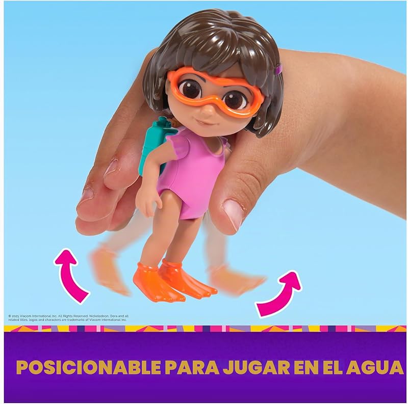 LA EXPLORADORA - Pack de Aventura Acuática Dora y Botas: 2 Figuras Articuladas + Flotador de Juguete - 6073670 - Juguetes Niña 3 años + - Regalo Niña 3 años + - Juegos Infantiles