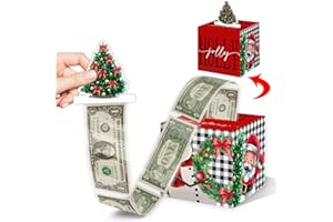 TOERIFER Funny Christmas Money Holder for Cash, Merry Christmas Surprise Money Box Gift with Pull, Party Favor, Box Gift Set for Family - Included 35 Pcs Transparent Bags