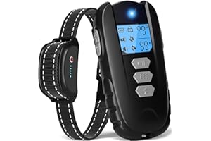 WUJ Dog Training Collar with Remote - Shock Collar for Dogs, Waterproof Electric Collar with Flashlight Beep Vibration Shock Modes Rechargeable Dog Shock Collar for Small Medium Large Dogs