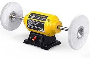 WOODSKIL 3/4HP Bench Buffer Polisher 4.8A, 8 inch Jewelry Buffer Polisher Machine, 3600 RPM Powerful Bench Polisher with Dual cotton Wheels for Jewelry, Metal, Wood, Jade, Knife, Plastic