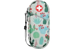 SITHON EpiPen Medical Carrying Case Insulated, Travel Medication Organizer Bag Emergency Medical Pouch Holds 2 EpiPens, Asthma Inhaler, Anti-Histamine, Auvi-Q, Allergy Medicine Essentials, Cactus