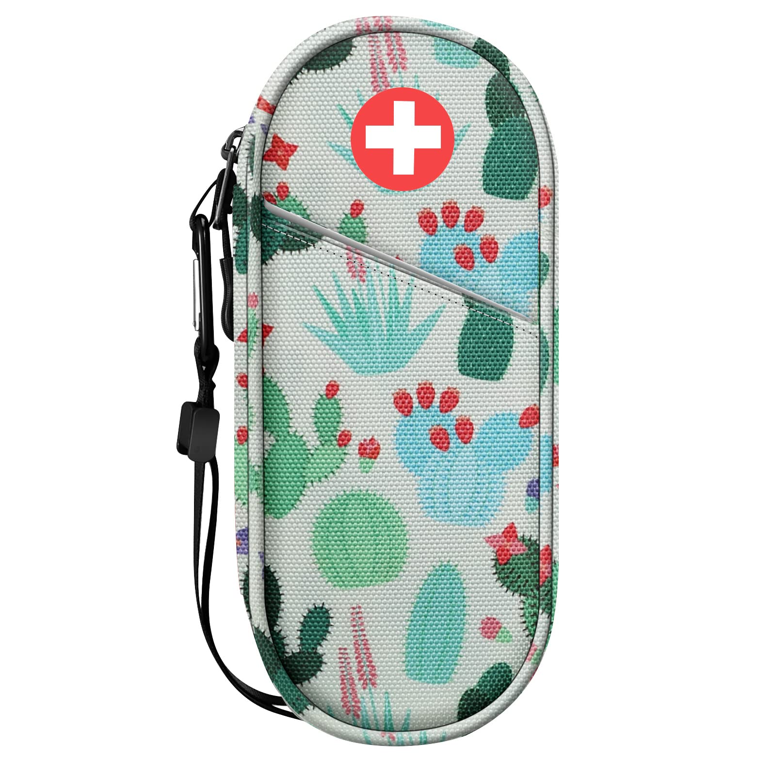 SITHON EpiPen Medical Carrying Case Insulated, Travel Medication Organizer Bag Emergency Medical Pouch Holds 2 EpiPens, Asthma Inhaler, Anti-Histamine, Auvi-Q, Allergy Medicine Essentials, (Z-Cactus)