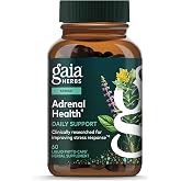 Gaia Herbs Adrenal Health Daily Support, 60 Vegan Capsules, 30 Servings | Herbal Cortisol Support with Ashwagandha, Holy Basil &amp; Schisandra, Help Maintain Healthy Energy &amp; Stress Levels, Vegan*