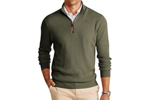Runcati Mens Quarter-Zip Pullover Sweater Casual Mock Neck Winter Warm Ribbed Polo Sweaters