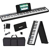 OYAYO Folding Piano Keyboard 88 Key, Portable Piano Keyboard with Standard Semi Weighted Key, Foldable Piano Support Bluetooth/MIDI with Pedal, Speakers, Ideal for Beginner and Adult