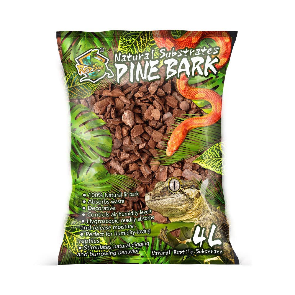 zalati Reptile Substrate Natural Pine Bark Chips for Reptile Bedding Landscaping - 4L