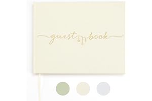 LONLAT Elegant Wedding Guest Book for Wedding Reception, Beautiful Guestbook for Baby Shower and Wedding Decor, 100 Lined Pages for Sign in, Polaroid Pictures and Photos, Linen Cover