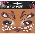 Deer Face Stickers Halloween Face Tattoo for Women Men with Rhinestone Self Adhesive Glitter Stickers Cute Animal Face Tattoo