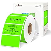 PARLAIM 2.25 X 1.25 inch Square Direct Thermal Printing Label, 1000pcs Tearproof Fluorescent Green Barcode Thermal Sticker Color Coding Label