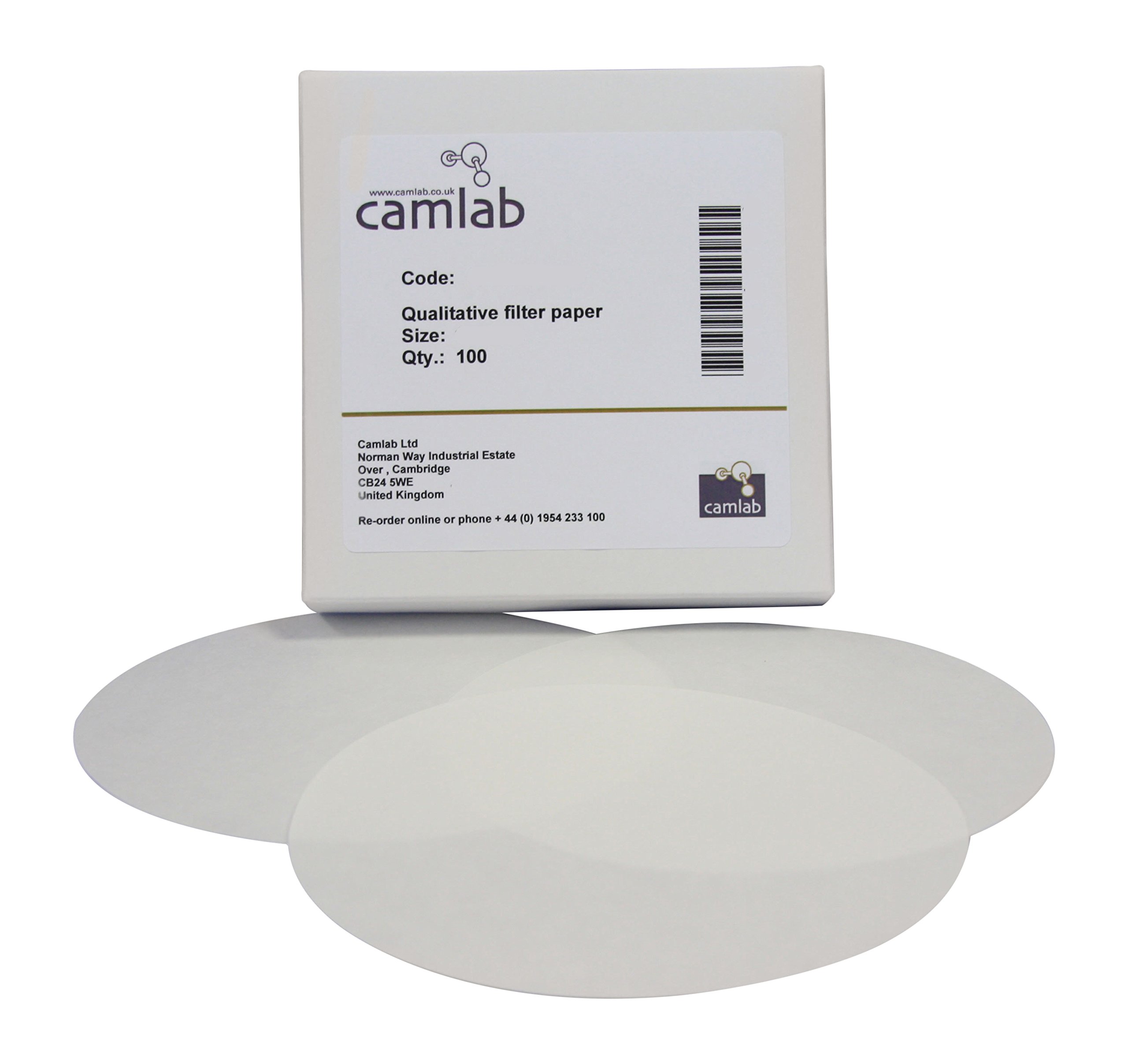 Camlab 1171124 Grade 1103 [3] Technical Grade Smooth Filter Paper, Very Fast Filtering, 125 mm Diameter (Pack of 100)