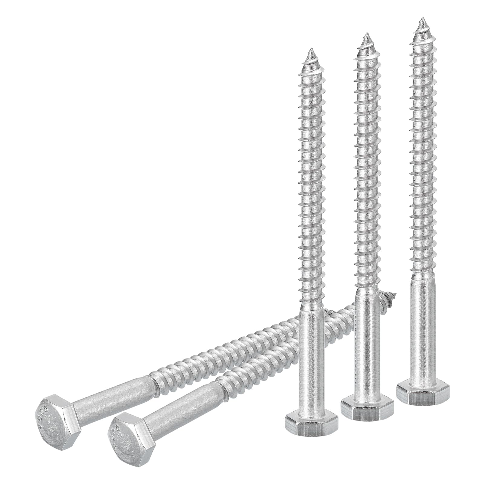 DTGN 1/4" x 3-1/2" Hex Lag Bolts - 15 Pack - for Woodworking, Furniture - 304 Stainless Steel Partial Thread Hexagon Head Lag Screws for Wood - Silver