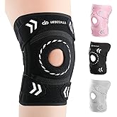 Adjustable Knee Support Brace for Women Men, Adjustable Compression Knee Patellar Pad Tendon Support Sleeve Brace - Arthritis Pain, Injury Recovery, Running, Workout, Neoprene Knee Brace with Stabilizers and Open Patella, Black