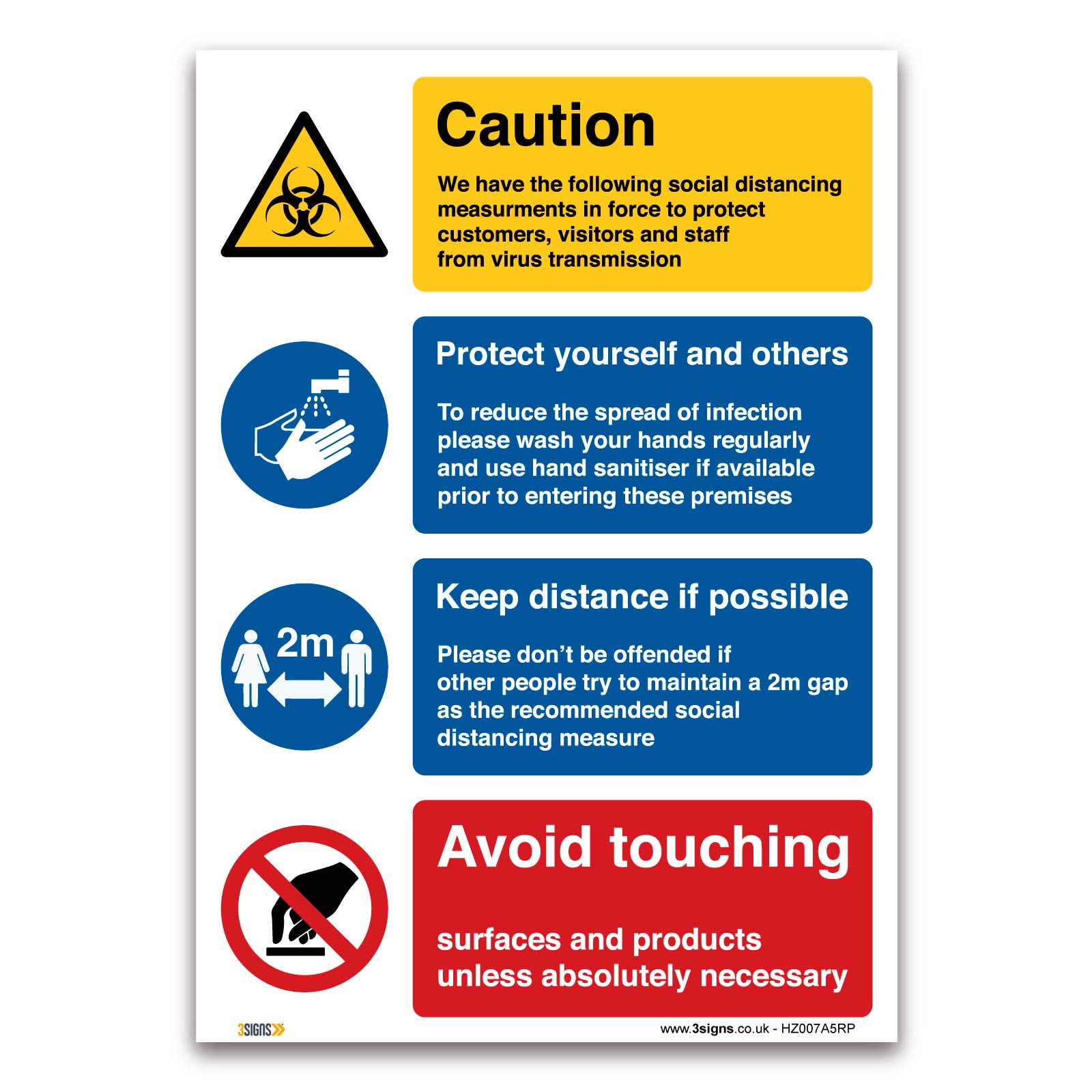 Social distancing measures Sign, A5 1mm Rigid Plastic, Office, Retail, Business Warning Door notice