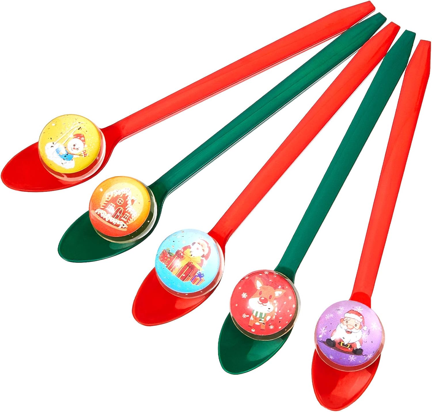 40 Pieces Christmas Game Bouncy Balls Spoon Game Set Spoon Relay Race Toy Fun Egg Bouncy Ball Game for Christmas Party Classroom Activities Party Supplies: Toys & Games