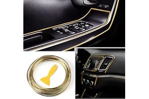 OUZORP 16.4FT Car Interior Moulding Trim Car Decorative Filler Insert Strips Electroplating Color with Installation Tool Flexible Electroplating Decoration Styling Door Dashboard Strip（GOLD）